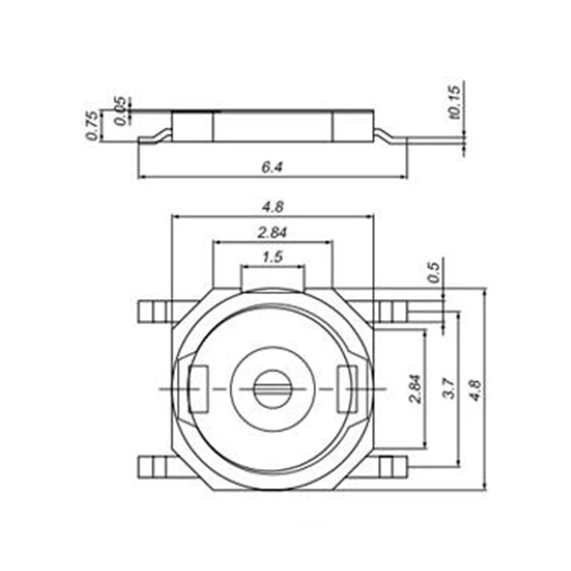 100 قطعة 4*4*0.8 غشاء اللمس اللمس زر التبديل الجزئي رقيقة فيلم لوحة المفاتيح 5.2x5.2x0.8