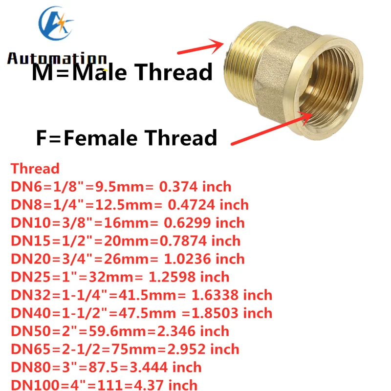 

1/8" 1/4" 3/8" 1/2" 3/4" 1" 1-1/4" Male to Female Thread Brass Pipe Connectors Brass Coupler Adapter Threaded Fitting