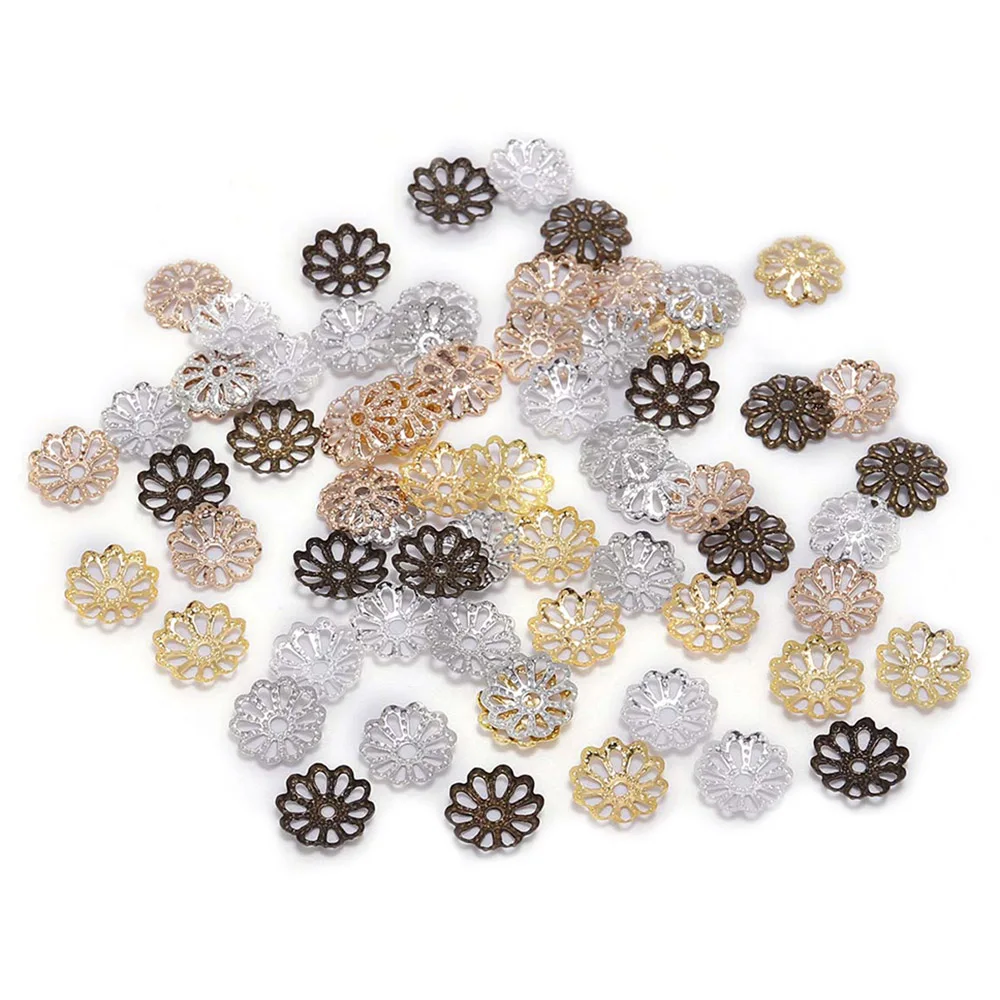 200pcs 7 9mm  Gold Flower Petal Beads Caps Bulk End Spacer Charms Bead Caps For Jewelry Making Accessories DIY Supplies