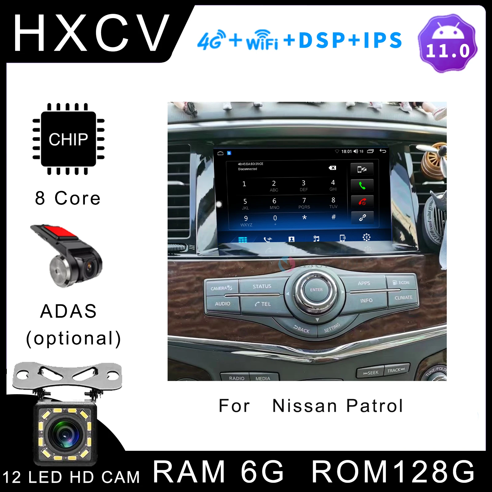 HXCV Android Smart car radio For Nissan Patrol gps navigator for car 4G car stereo car radio with bluetooth DAB+ Carplay