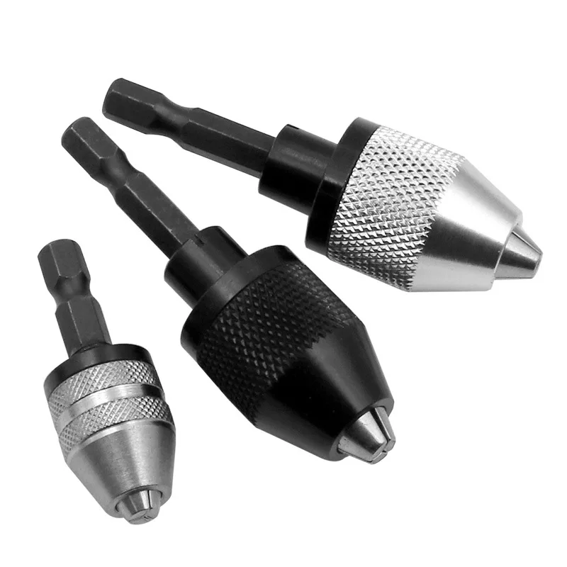 Hex wiertła bity Adapter Keyless uchwyt wału zacisk 0.3-8mm wał silnika elektrycznego Mini uchwyt wiertarski uchwyt 1/4 ''Hex Shank uchwyt wiertarski