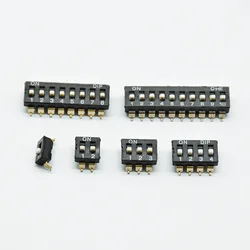 5pcs black 2.54mm chip DIP switch KM-2P/3P/4P 5P 6P/8P gold-plated feet black SMD chip