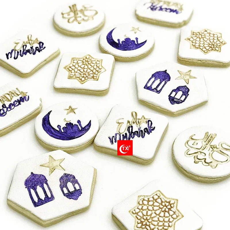 Eid Mubarak Cookie Embossed Cutter Ramadan Moon Mold Cake Biscuit Stamp Mould for Islam Muslim Event Party DIY Decor Baking Tool