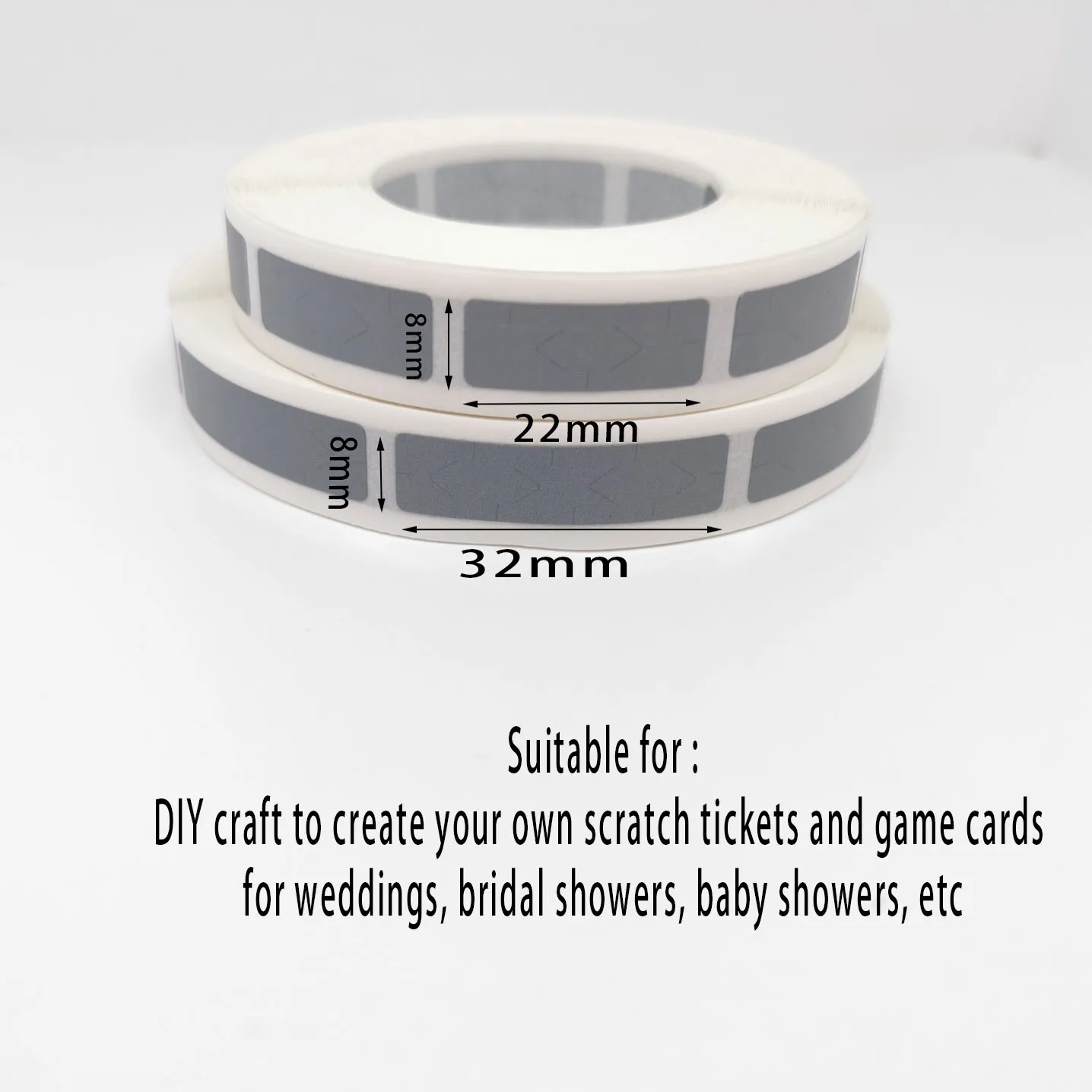 Shengshijie 1000pcs/Rolls Scratch Off Sticker 8x32mm Label Grey For Cover Card Wedding Party Game business promotions, etc