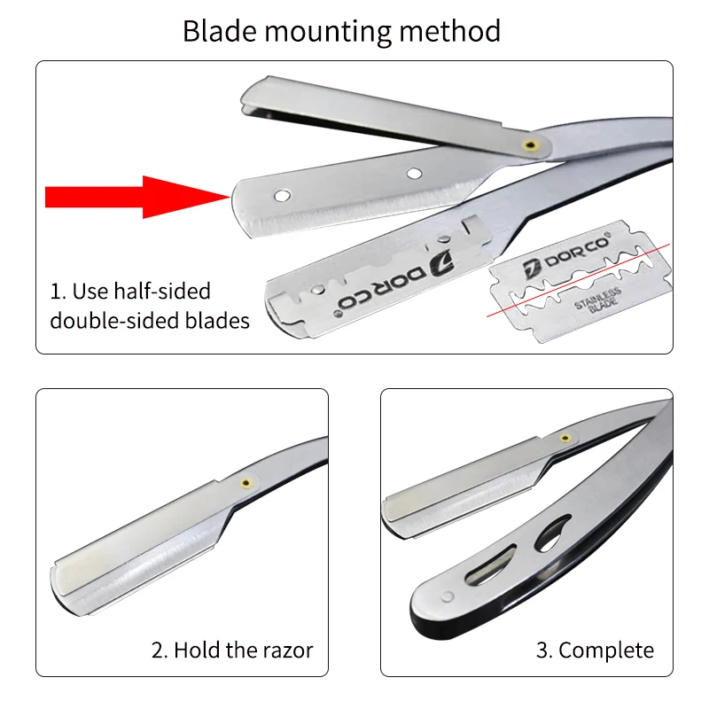 Men Shaving Barber Tools Hair Razor and Blades Antique Black Folding Shaving Knife Stainless Steel Straight razor Holder