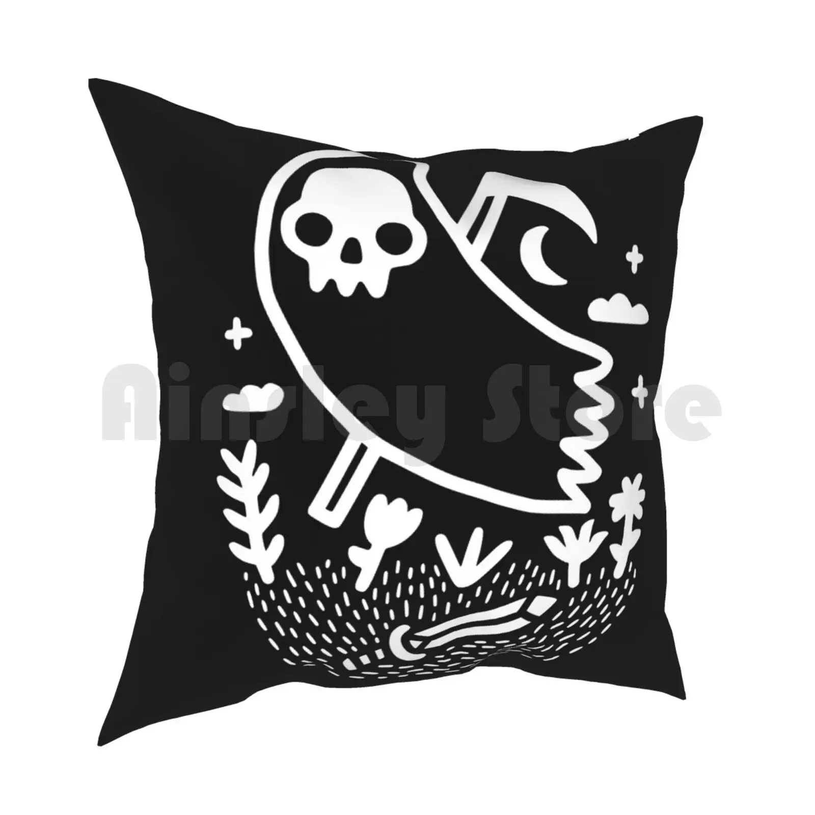 Another Grim Night Pillow Case Printed Home Soft DIY Pillow cover Death Skull Skulls Halloween Grim Reaper Grim Reaper