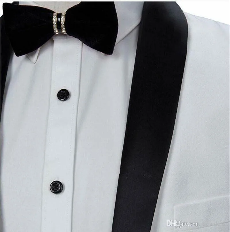 Bianco Smoking Degli Uomini di Nozze Sposo Tuxedo 2 Pezzi Set Frac Abiti Pantaloni Giacca su Ordine Ha Raggiunto Il Picco Risvolto Formale Prom vestito