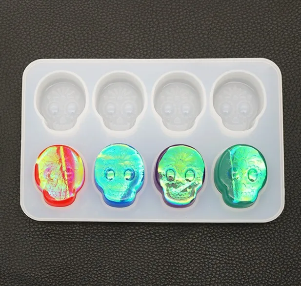 Halloween crystal drop mold skull mold mirror hand pendant silicone mold resin mold