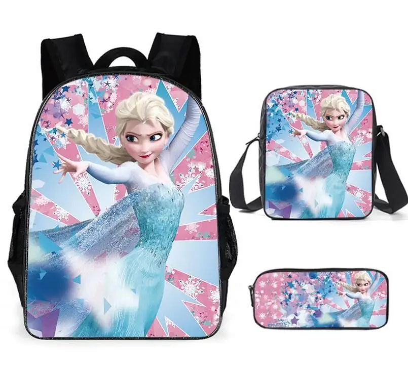 Girls Snow Queen School Bags Nylon Orthopedic Princess Elsa Backpacks for Primary Students Children Kids Schoolbags