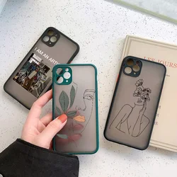 INS funny Art sketch Protection Anti-fall silicon Phone Case For iPhone 13 12 14 15 X XS XR 11 Pro MAX SE2 7 8 Plus soft Cover