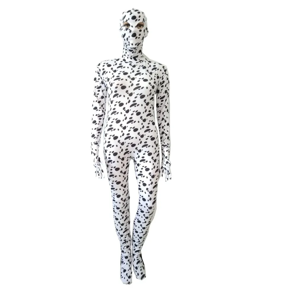 Halloween cosplay costume animal Dalmatian dog tights jumpsuit Bodysuit Zentai Suits Fancy removable gloves hood open eyes