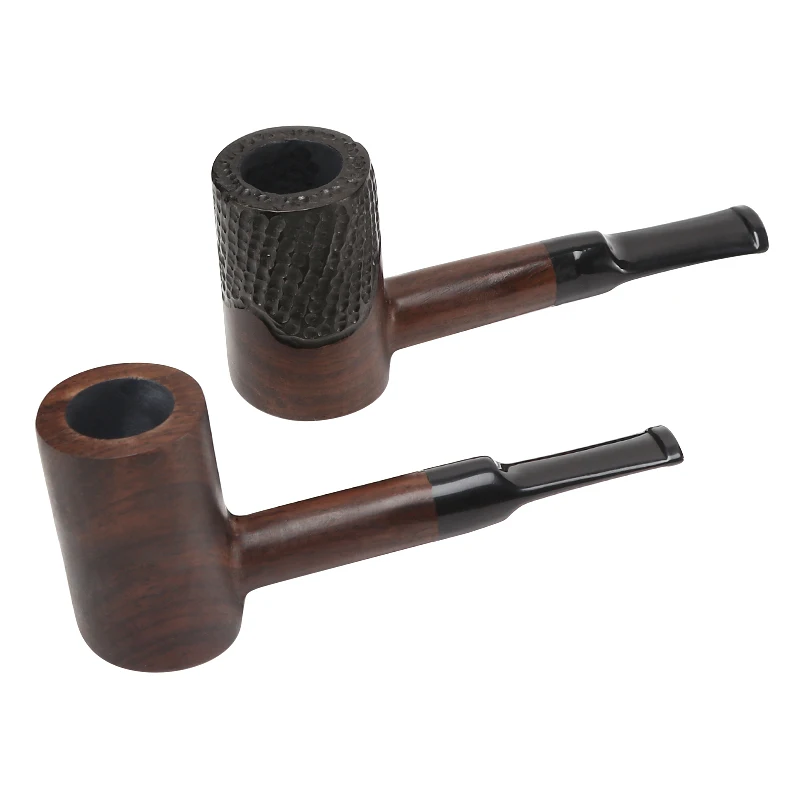 New Straight Bent Stem Tobacco Pipes Hammer Desktop Ebony Wooden Pipe Fit 3mm Filters Everyday Smoking Tools