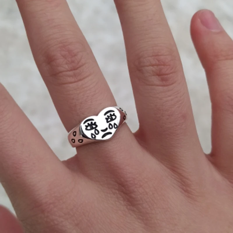 Creative Cry Face Rings for Women New Trendy Fashion Female Resizable Ring Jewelry Ladies Bar Night Club Jewelry Gifts