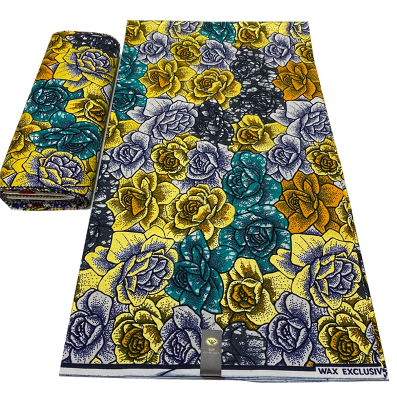 

Fashion Ankara Fabric African Real Golden Wax Print 100% Cotton Tissus Gold Wax Africain Patchwork Fabric For Sewing 6 Yards/lot