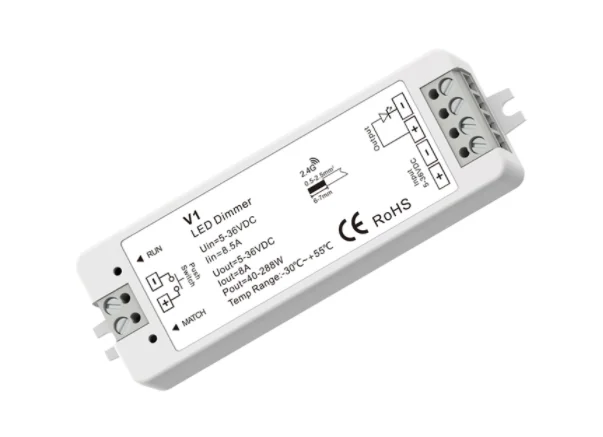 V1 1CH*8A 5-36VDC Kontroler CV Push-Dim 12V 24V Ściemniacz LED, 1-strefowa ściemnianie Zdalne sterowanie R11 do jednokolorowych taśm świetlnych