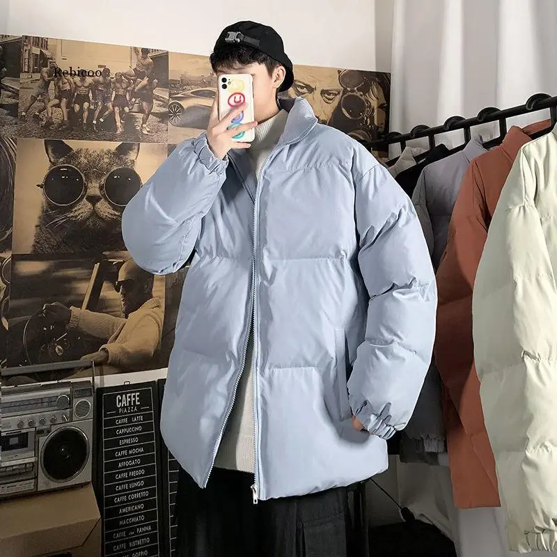 Korea Pria Musim Dingin Hangat Jaket Parka 8 Warna Solid Pria Kasual Tahan Dr Mantel Harajuku Pria Parka 5Xl Pakaian