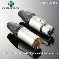 Neutrik 4 Pole XLR Cannon Male Cable Connector DIY Headphone Plug Fever Repair Conversion Wire Fits HD650 Sennheiser Shure akg