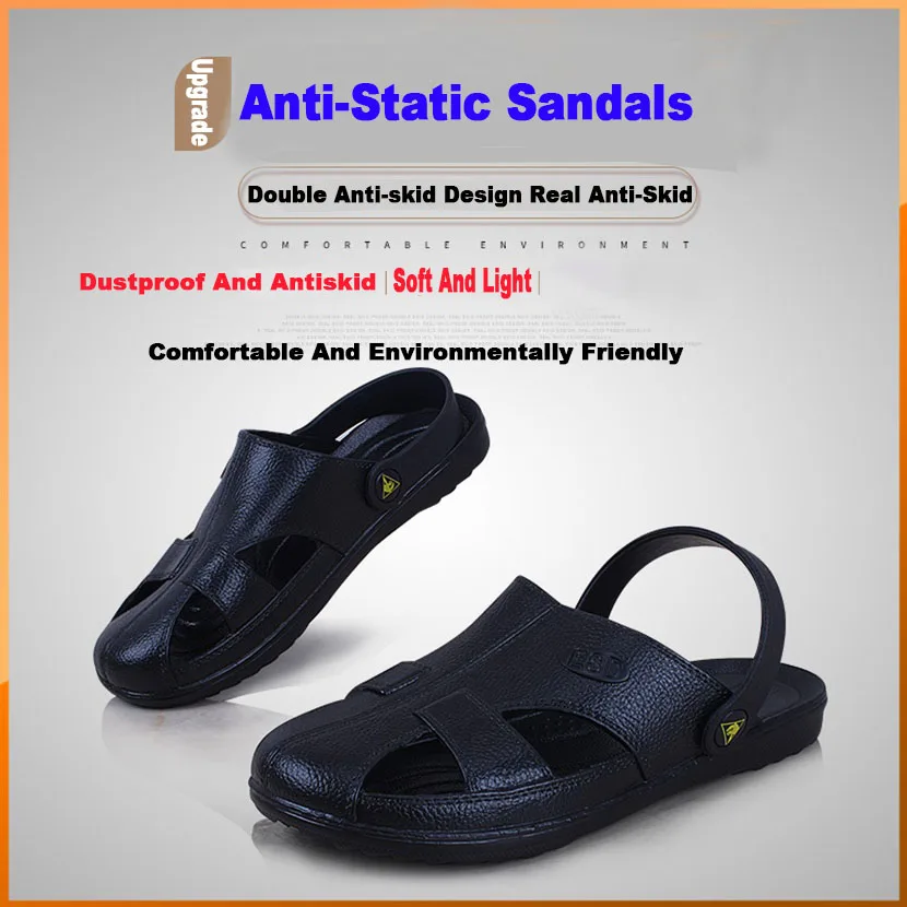 Anti-static Slippers Safety Shoes Man and Women for Work Non-slip Breathable Massage SPU Soft Soles Summer Fashion Sandals
