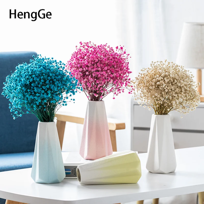 Simple Ceramic Vase Living Room Decore Desktop Gypsophila Flowers Arrangement Flower Pots Decorative Nordic Decoration Home