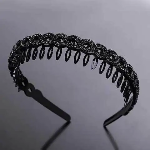 fashion New  simple elegant luxury Anti-skid pearls headband with teeth rhinestones Hairband for Woman Girls Hair Headwear