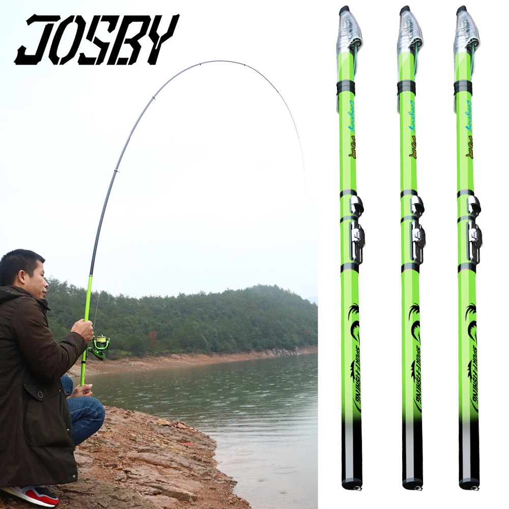 JOSBY 2020 NEW Rock Fishing Rod Hard Carbon Fiber FRP Telescopic Carp feeder pole Spinning travel ultralight 3.6M 4.5M 5.4M 6.3M