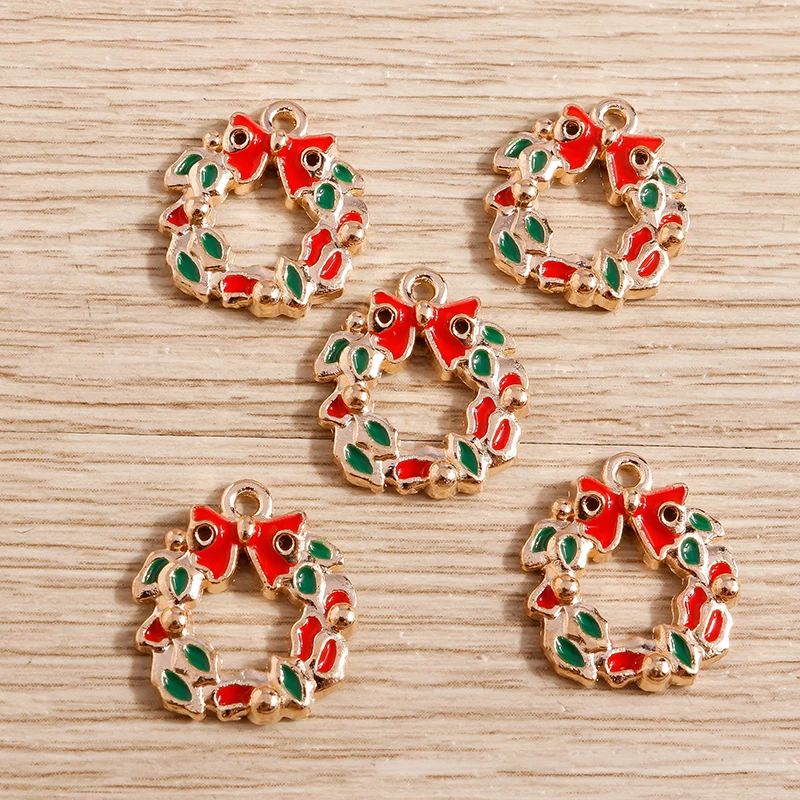 10 Stück Emaille Charms Weihnachten Charms für Schmuckherstellung Tier Hirsch Weihnachtsmann Baum Glocke Charms Anhänger für DIY Halsketten Geschenk – Detail 33