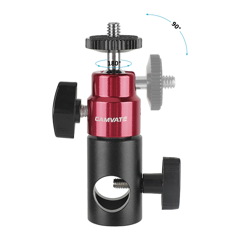 CAMVATE Ball Head Support + 16mm Light Stand Head Adapter  (Red) With Double End 1/4\