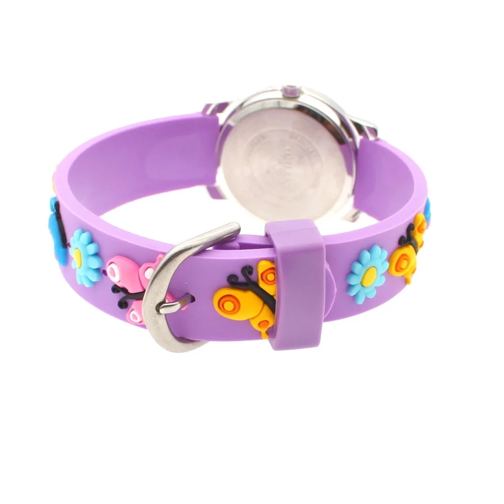 Top 3D Kartun Silikon Butterfly Dinosaurus Anak-anak Menonton Anak-anak Laki-laki Perempuan Siswa Kuarsa Jam Tangan Blaus Kol Saati Clock