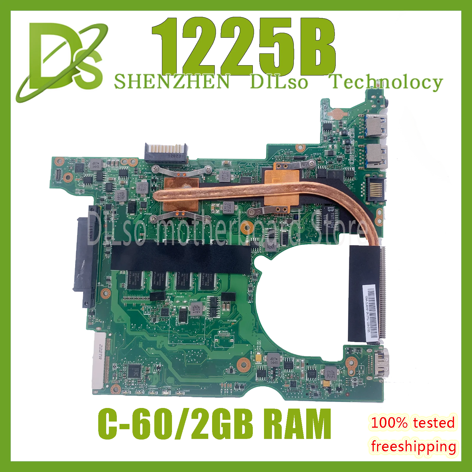 

KEFU 1225B mainboard For ASUS EeePC 1225B Motherboard C-60 CPU 2G RAM onboard 100% Test work KEFU 1225B mainboard For ASUS Eee