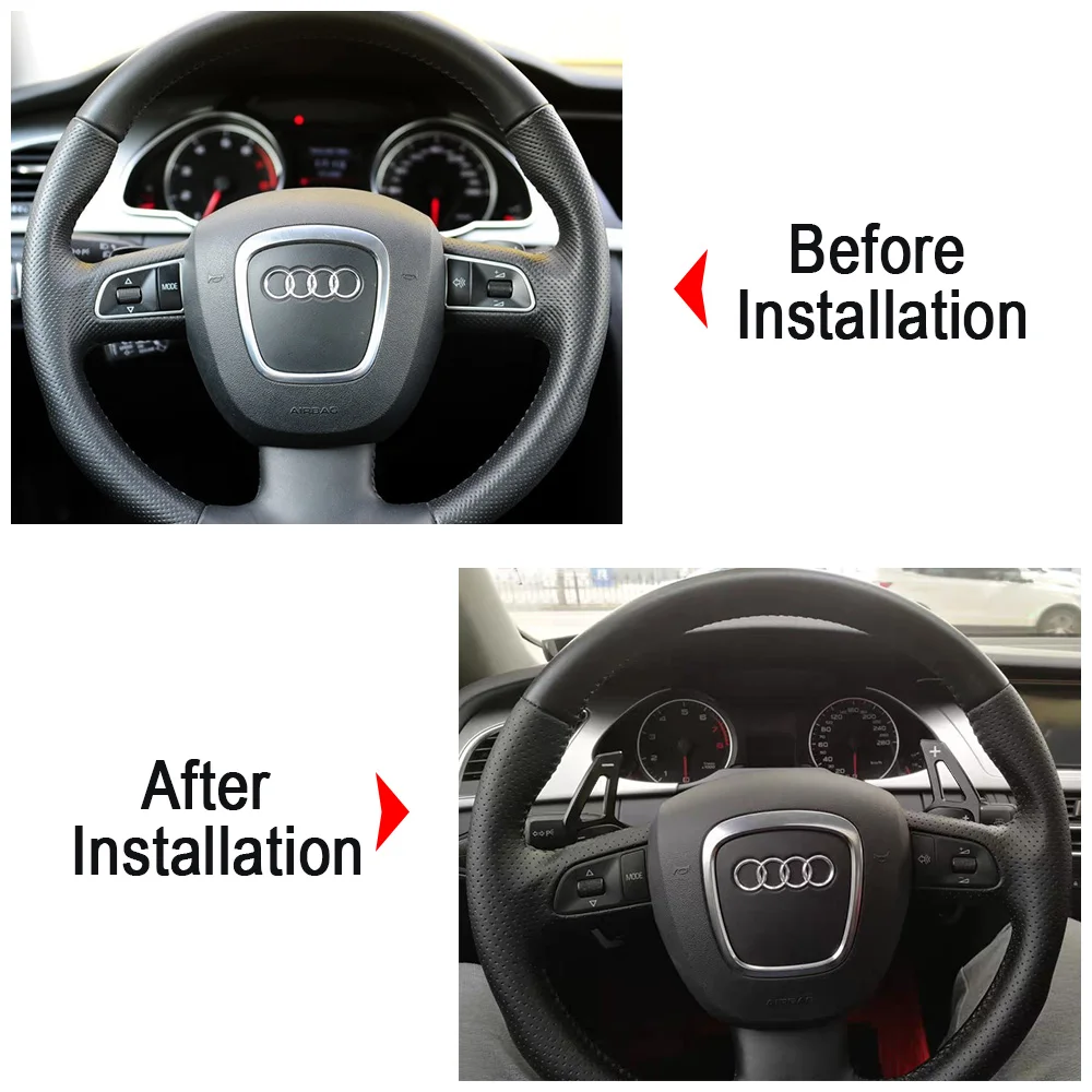 Für Audi TT MK2 8J A5 S5 A4 B8 A3 S3 8P Q5 8R Q7 A6 C6 R8 Sline 2005-2011 Auto Lenkrad DSG Schaltwippen Verlängerung Aufkleber – Detail 4