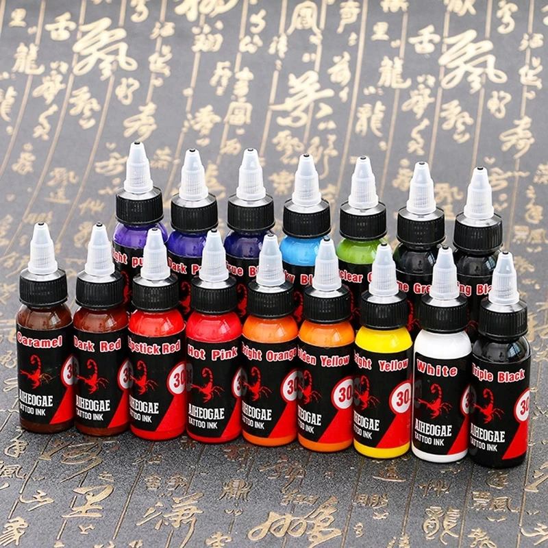 Encres pigmentées de tatouage professionnelles, fournitures de peintures en demi-continu pour la beauté, le maquillage, l\'art corporel, outil de