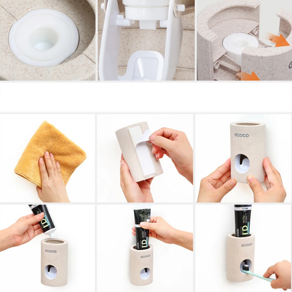 Dust-proof Automatic Toothpaste Dispenser Wall Mount Stand Toothpaste Squeezers Bathroom Accessories Toothbrush Holder