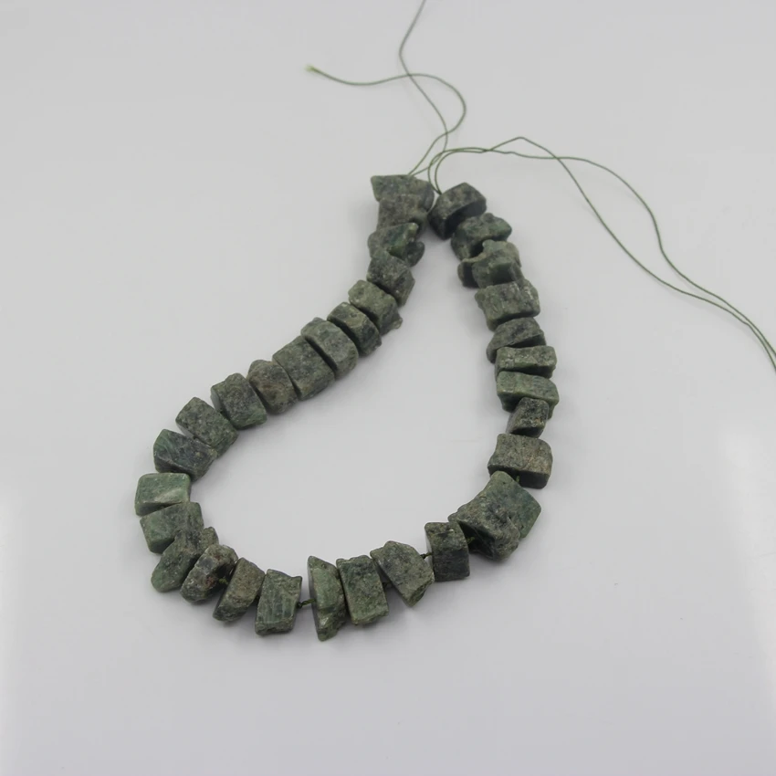 Natural Green Kyanite Raw Stone Nugget Loose Beads Bracelet Making,Middle Drilled Gemstones, For Pendant Jewelry Marking