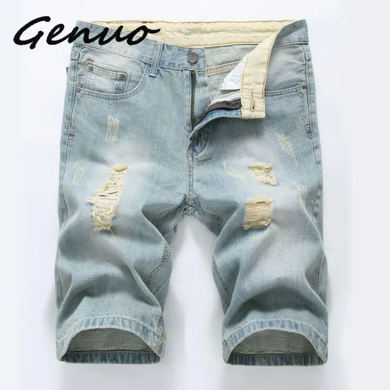 

Genuo New Men Fashion Jeans Short 2020 New Men Summer Cotton Breathable Denim Shorts Male Denim Shorts Casual Brand Clothing