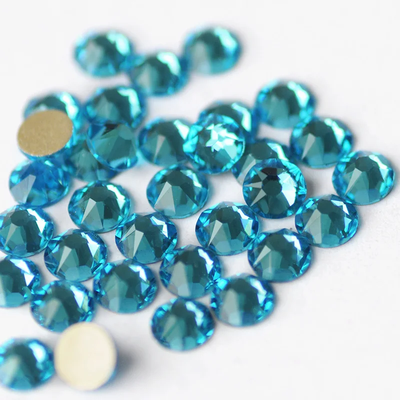 YANRUO 2088NoHF All Sizes Aquamarine Glass Stones And Crystals Non Hotfix Glue Strass Flat Back Rhinestones For Nails