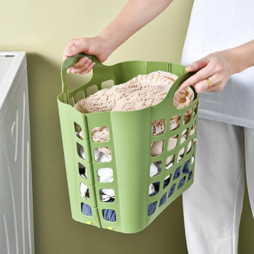 Dirty Clothes Basket Foldable Laundry Storage Basket Bathroom Clothes Hanging Bag Household Wall-mounted Mesh Storage Hamper