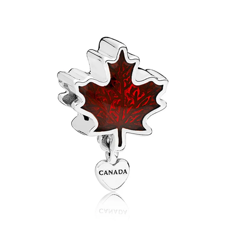 

Genuine 925 Sterling Silver Canada Maple Leaf Charm Fits Original Pandora Bracelet Beads for Jewelry Making Bijoux Berloque