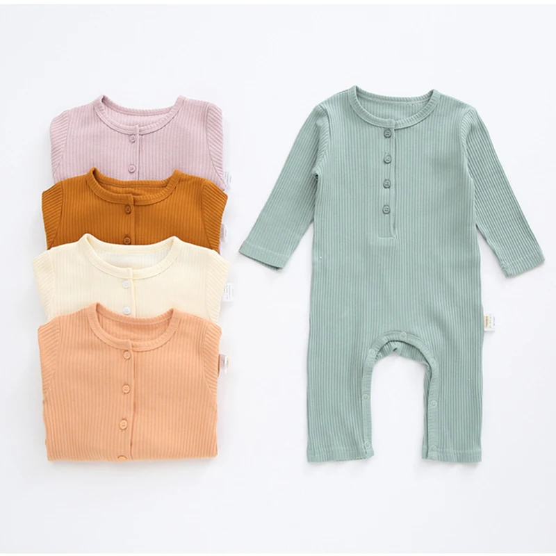 

Newborn Baby Boy Girl Romper Outfit Long Sleeves Candy Color Jumpsuit Bodysuit Spring Autumn Cotton Soft Toddler Baby Clothes