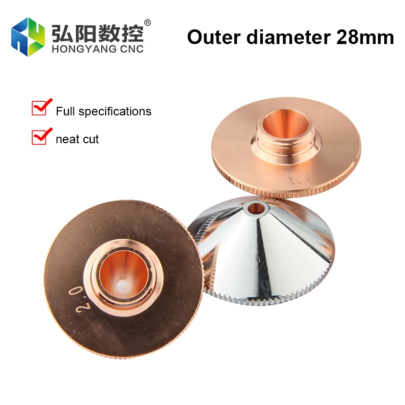 Fiber Laser Cutting Head Diameter 28mm, Conventional Welding Copper Nozzle, Single And Double Layer Diameter 0.8-4.0 Thread M11