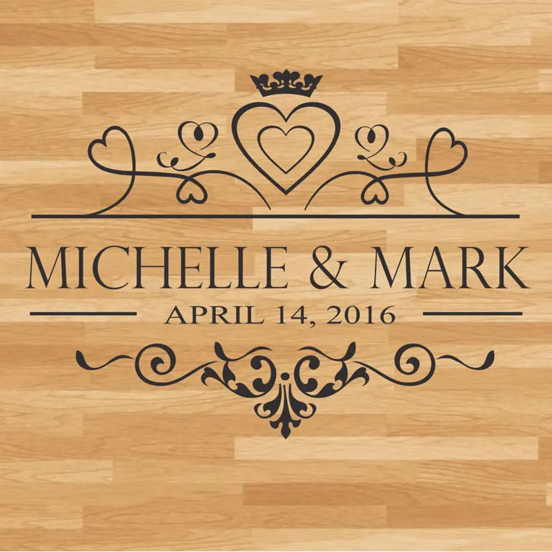 Autocollant de piste de danse de mariage, autocollant de sol en vinyle monogramme de plancher de mariage, décor de fête, nom et date personnalisés,