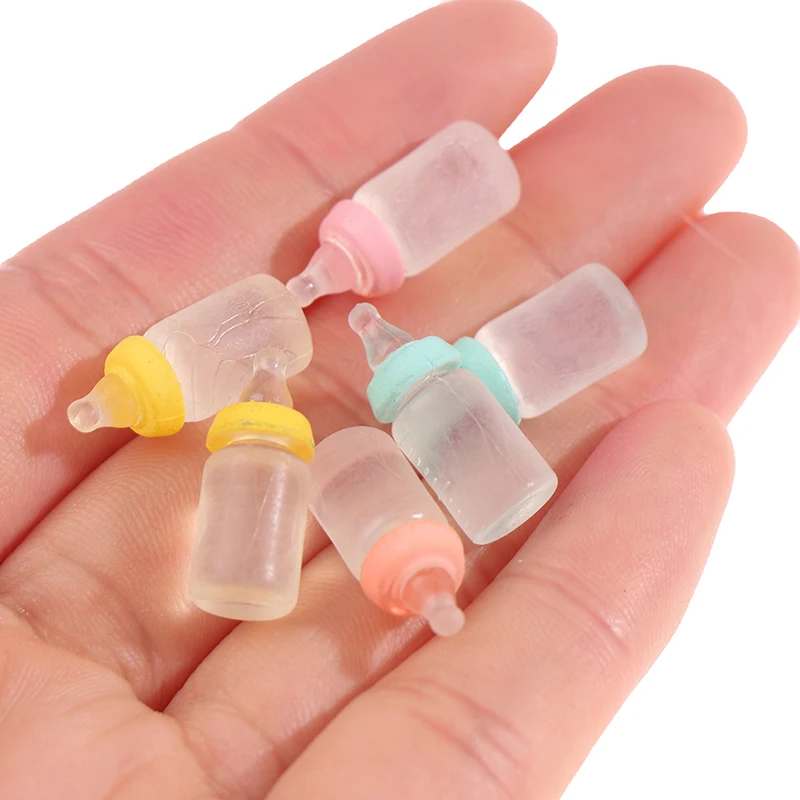 

6Pcs 1:12 Dollhouse Miniature Mini resin Milk Bottle Feeding Bottles Simulation Toys Doll House Accessories