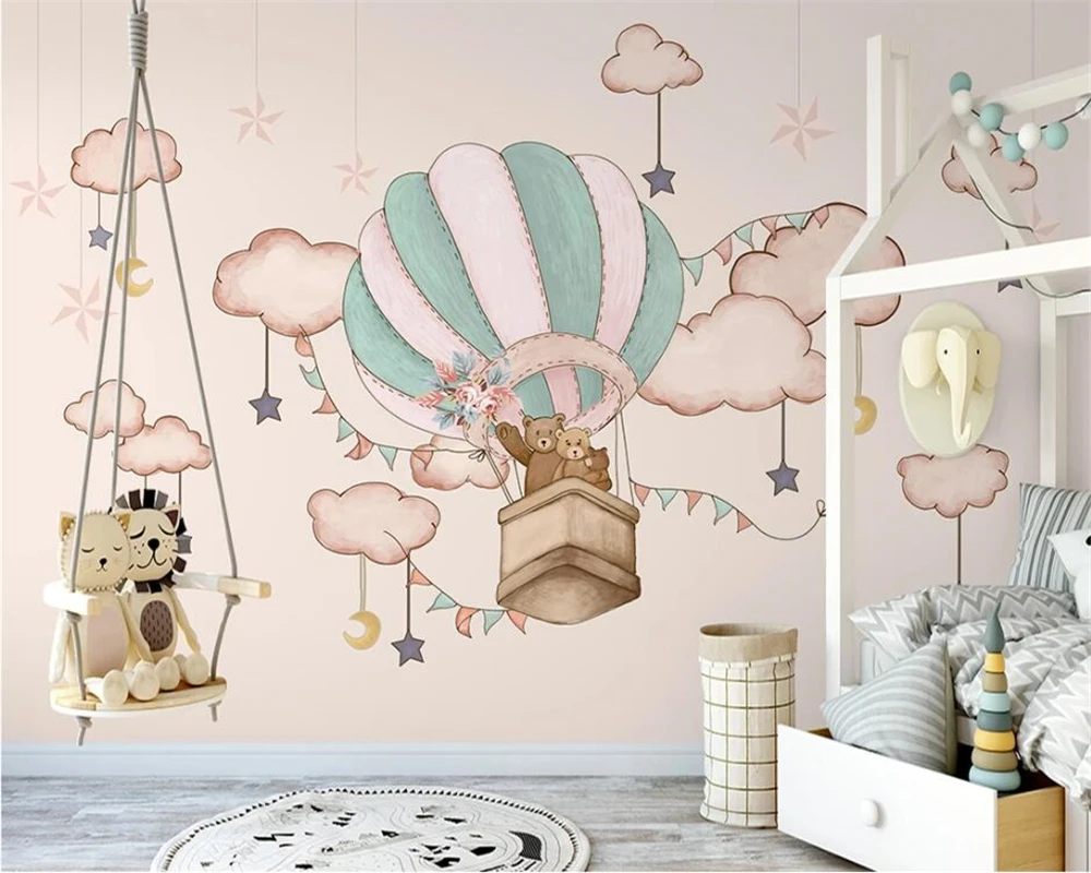 

beibehang Customize new hand-painted hot air balloon indoor sofa TV background wallpaper papel de parede 3d papier peint