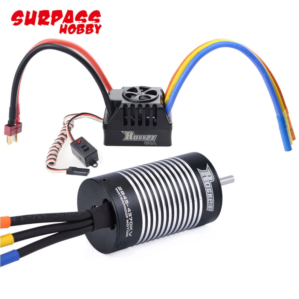 Surpass Hobby Rocket 2845 4-Pole Brushless Motor Waterproof 45A/60A/80A ESC For 1/12 1/10 RC Car WLtoys 10428 12428 P601 HSP Toy