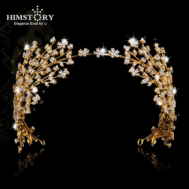 

Himstory Arabic Women's Wedding Headband CZ Zircon Bridal Cubic Zirconia Headpiece Hairbands Handmade Hair Jewelry Accessories