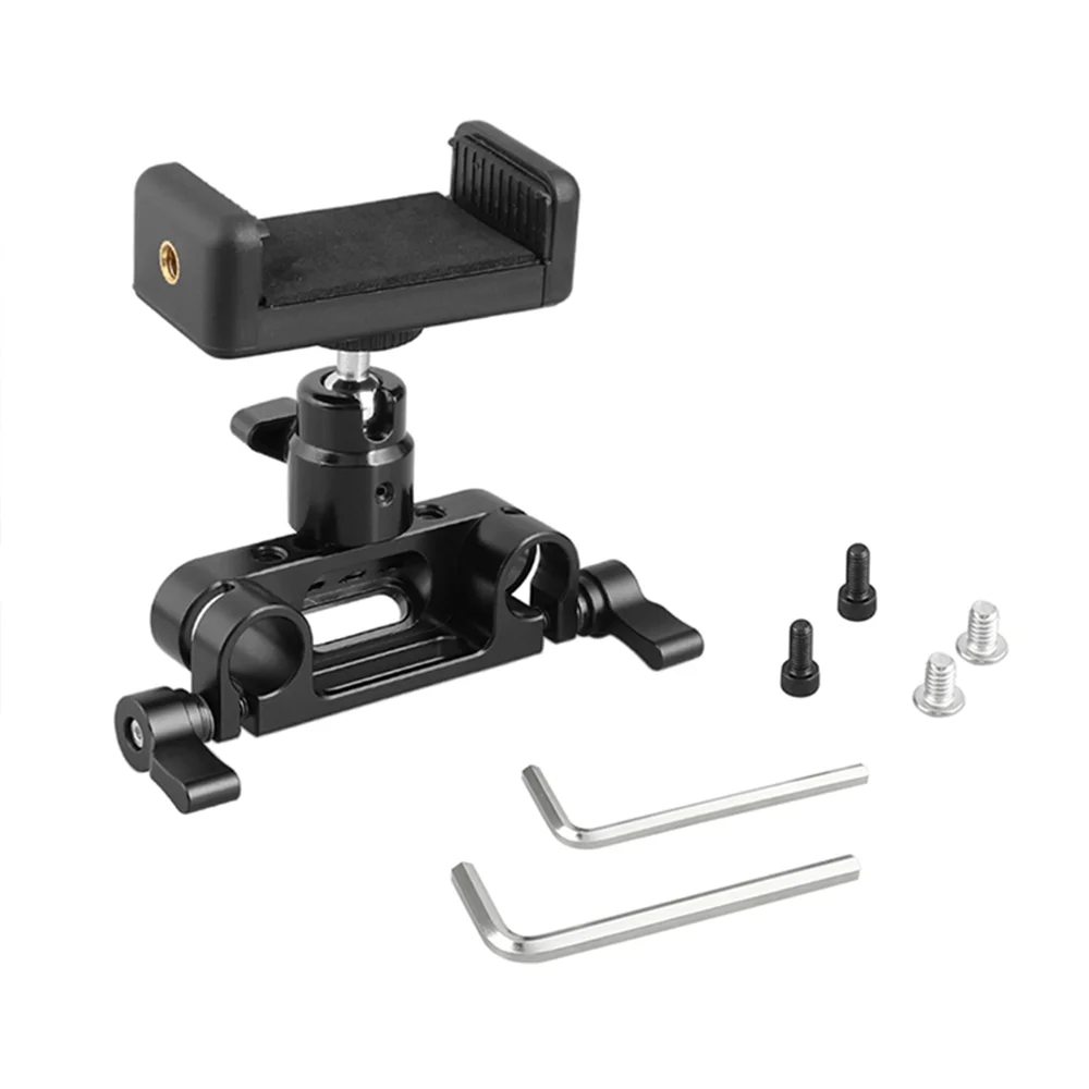CAMVATE зажим для мобильного телефона с поворотом на 360 ° 1/4 "-20 Мини-крепление с шаровой головкой и 15 мм двойной стержень зажим адаптер для поддержки мобильного телефона
