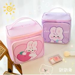 Sac à cosmétiques Kawaii pour femme, grande capacité, PU, étanche, voyage, lavage, étui de rangement pour articles de toilette, mignon, portable, beauté, maquillage, boîte de rangement