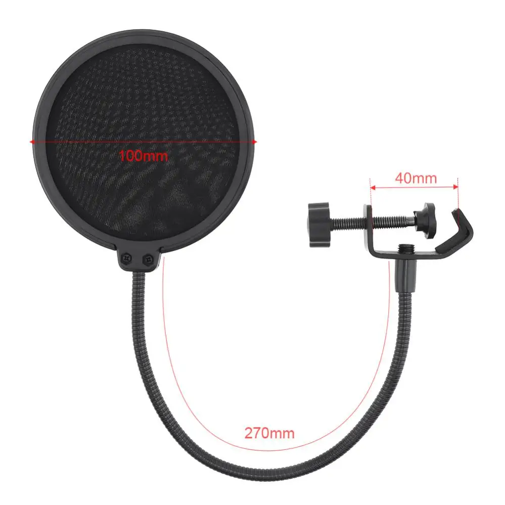 Double Layers 100MM Studio Microphone Pop Filter Flexible Wind Screen Mask Mic Shield for Speaking Recording Accessories