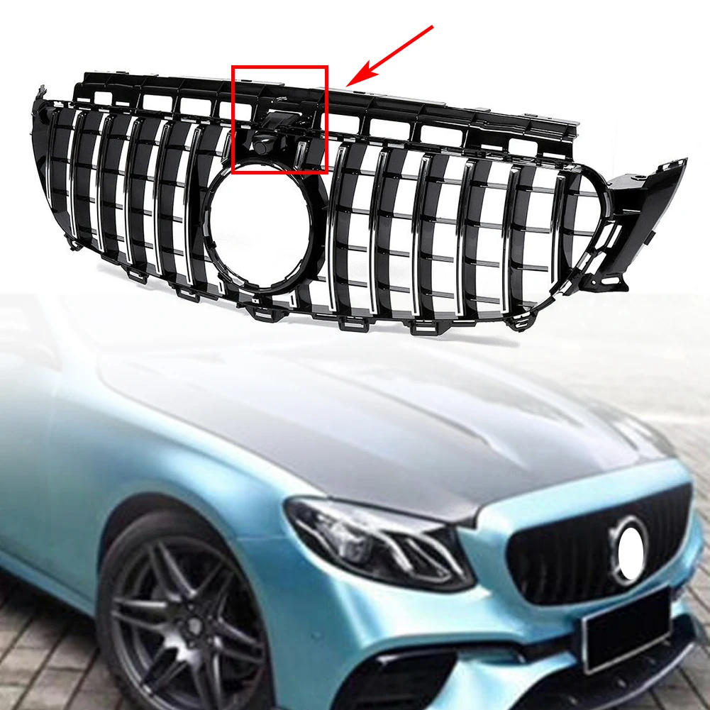 

Car Front Grille Upper Mesh Grill Accessories For Mercedes-Benz W213 E-Class E250 E300 w/ Camera Saloon 2016 2017 2018 2019