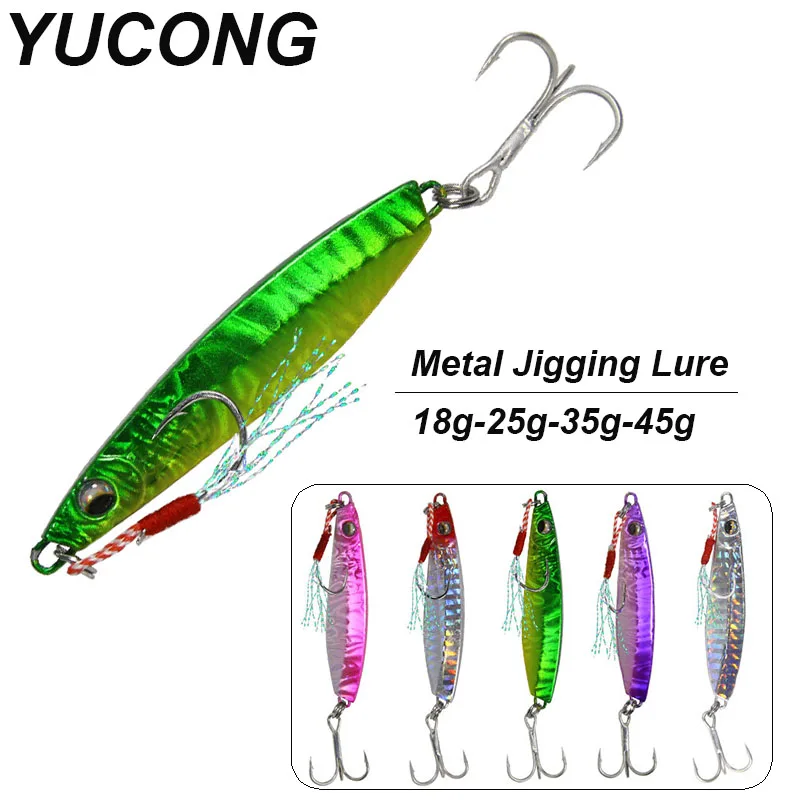 YUCONG 1PX Metal Spoon 18-25-35-45g Trolling Jigging Bait Casting Jigs Drag Casting Lure Artificial Hard Fishing Lure duro cebo