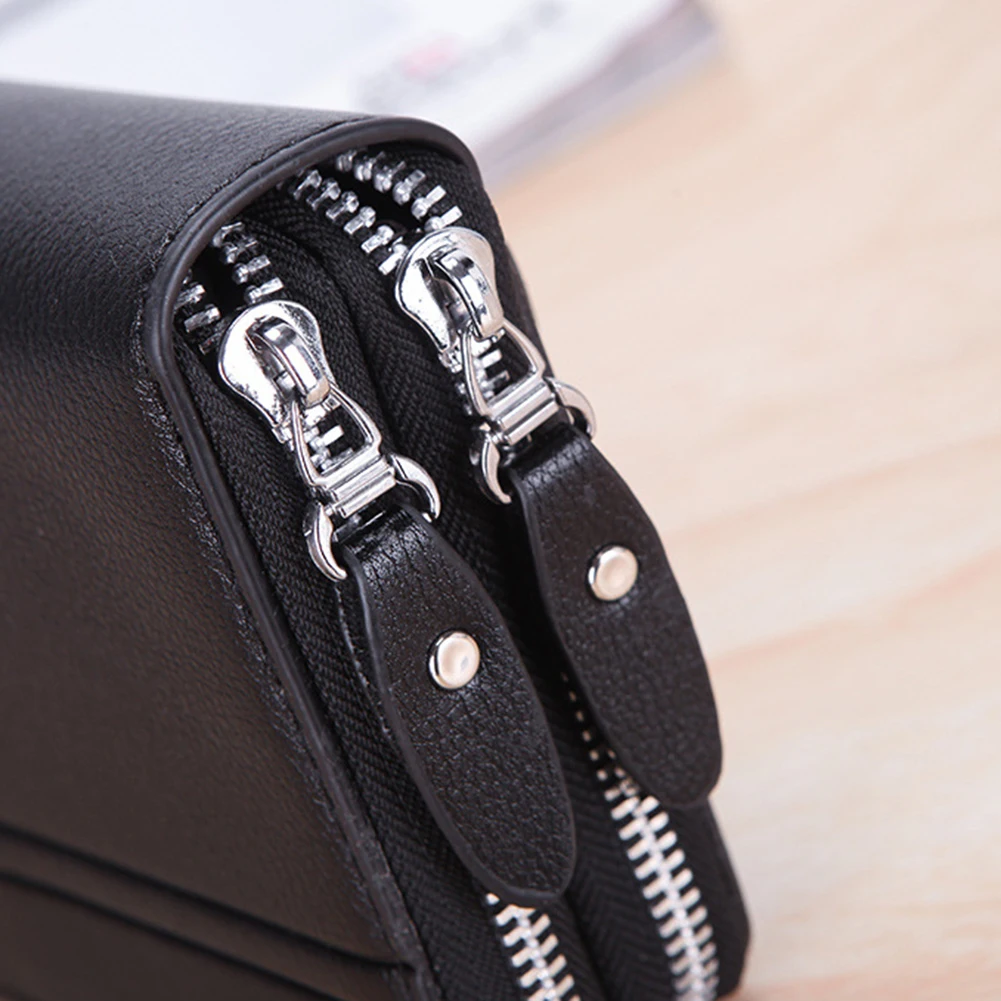 Cartera de piel sintética para hombre, bolso de mano de gran capacidad, tarjetero largo, 2020